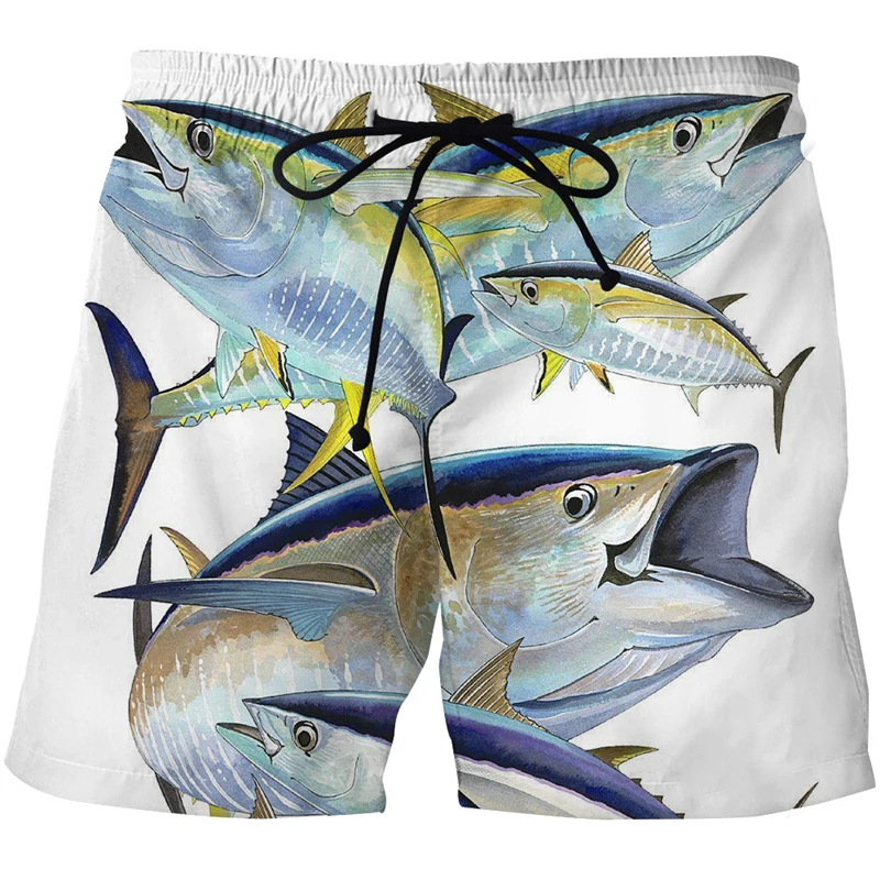 Мужские плавки с 3D-принтом Fish, шорты для серфинга, пляжные шорты, новый летний купальник, шорты для доски, мужские плавки, Короткие повседнев...