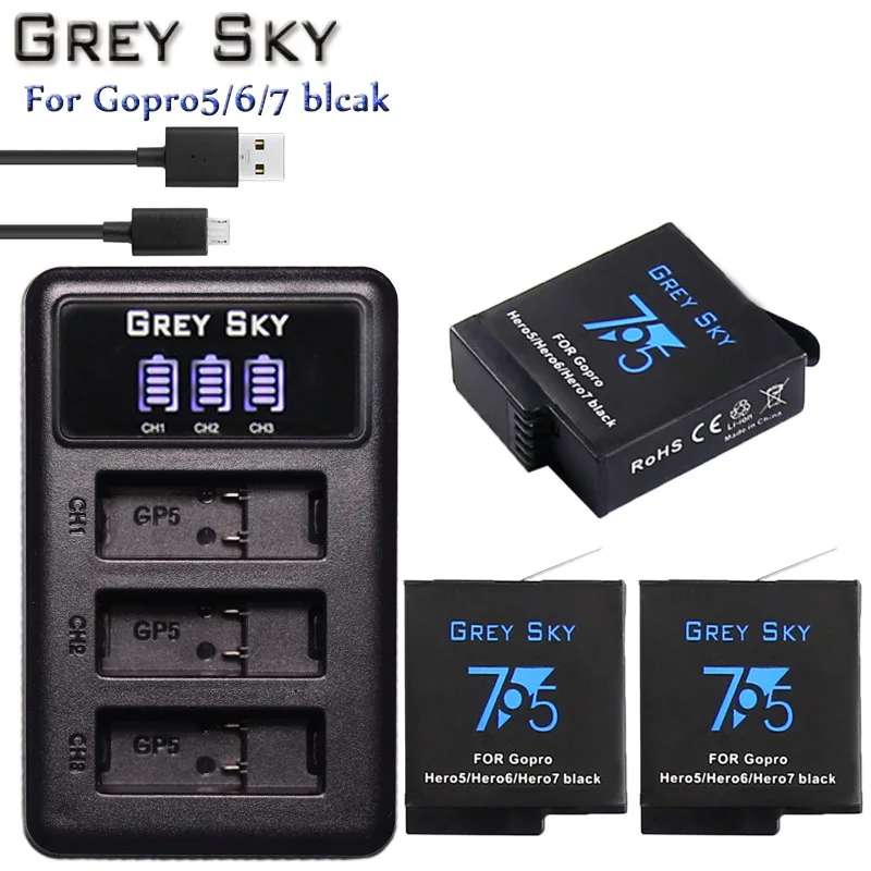 1600 мАч Go pro hero 5 аккумулятор+ светодиодный USB 3 порта зарядное устройство type C порт для GoPro 5 hero 5 hero 6 7 hero 6 4K hero 7 аксессуары для камеры - Цвет: Charger and 3battery