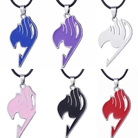 fashion fairy tail pendants necklaces anime cosplay necklace women mixed colors metal leave couple choker jewelry accessories