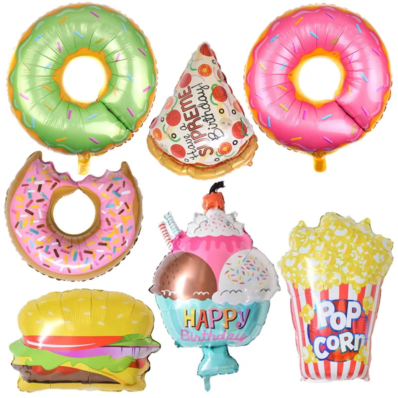 Большой пончик 75 см фольгированные шары для пиццы гамбургера мороженого детские