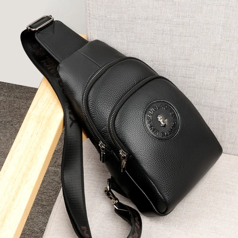 Мужская нагрудная сумка из воловьей кожи Мягкая Повседневная Сумочка на плечо