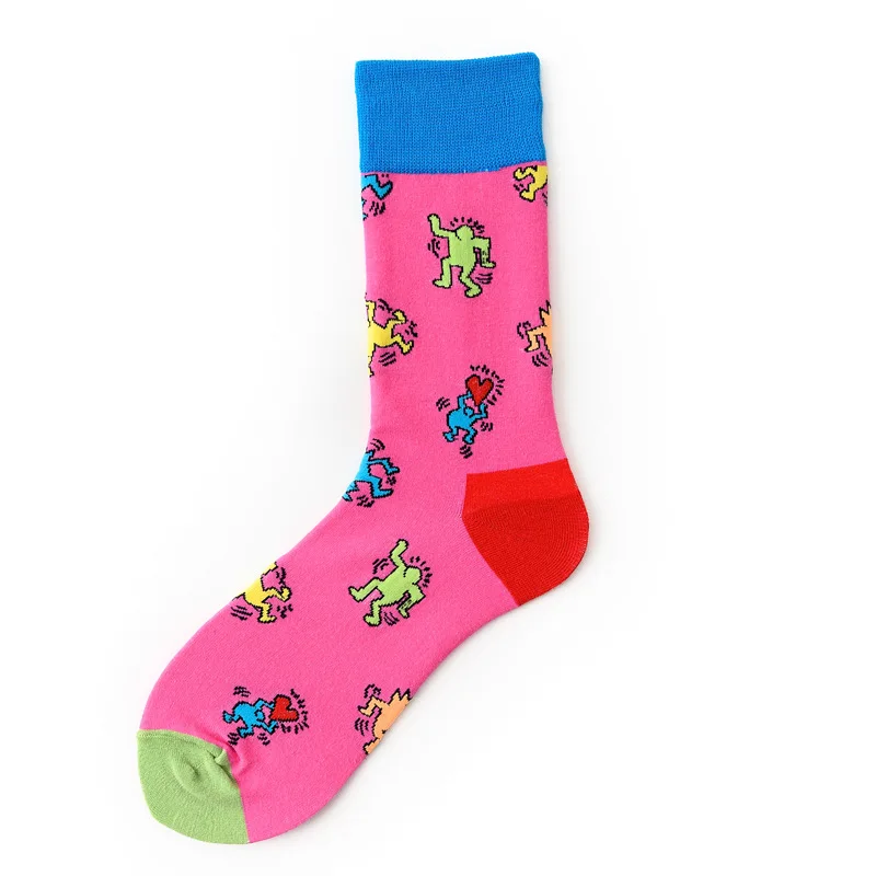 Модные мужские и женские носки для пар фирменные цветные Фламинго с креативным