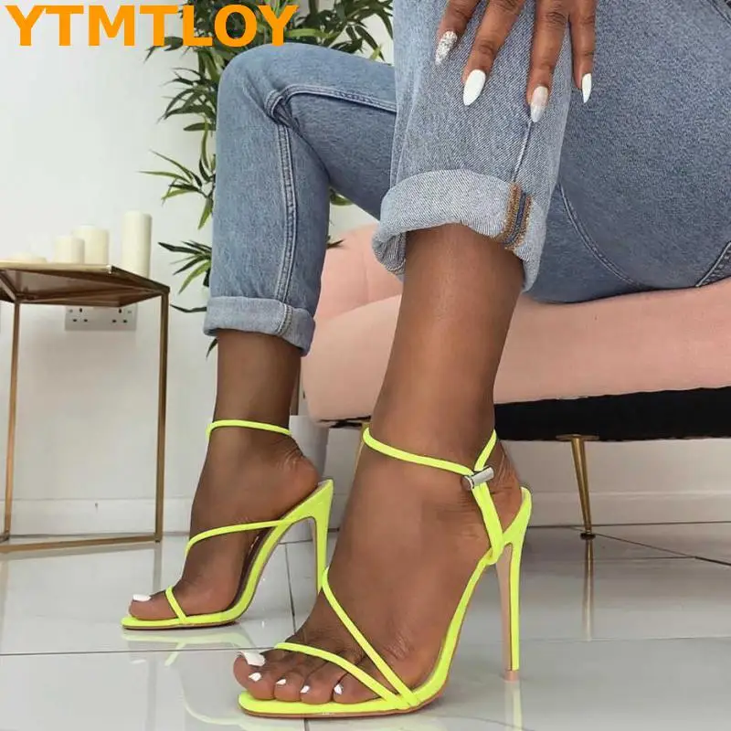 Женские босоножки с ремешком на щиколотке туфли-лодочки тонком высоком каблуке