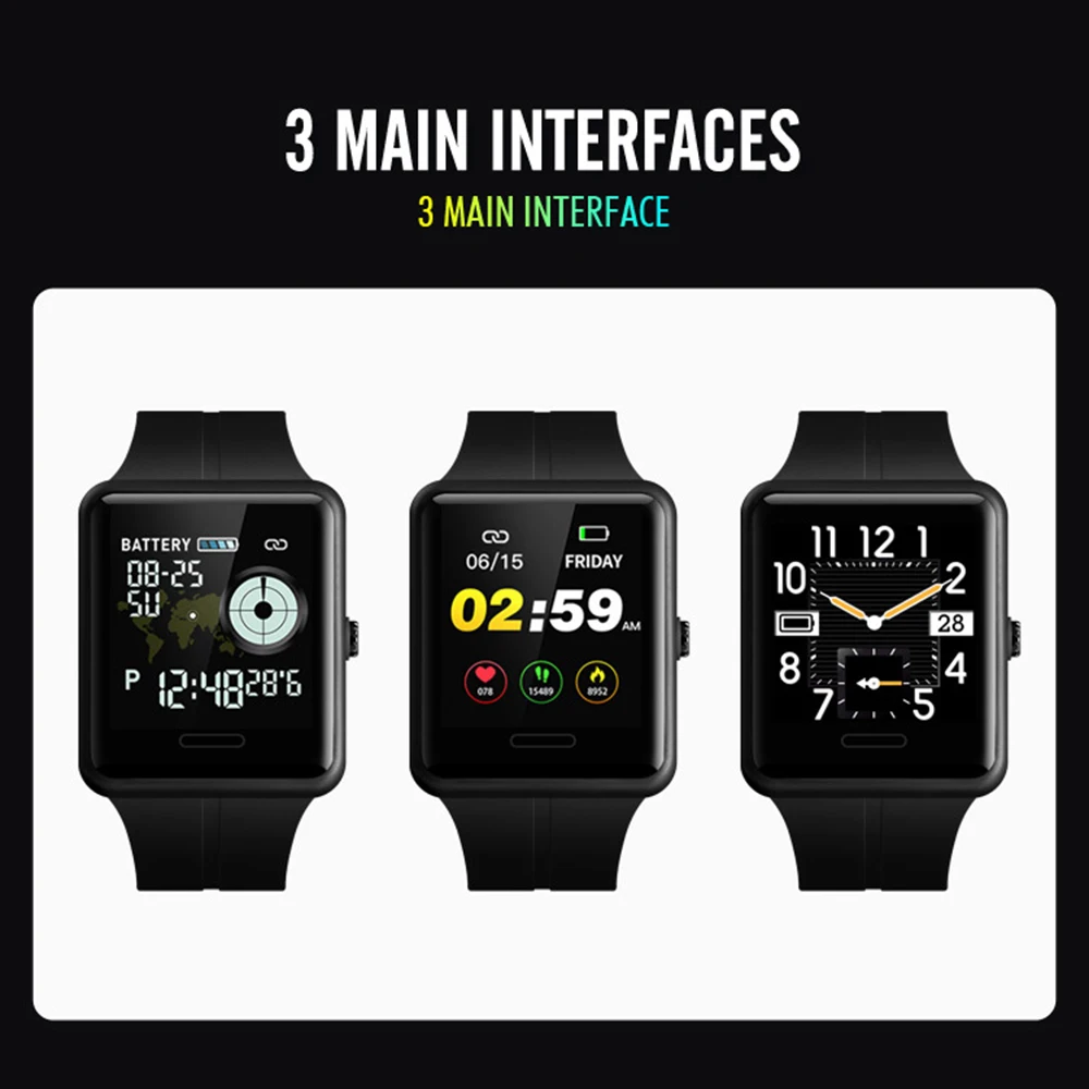 

smartwatch Fitness bracelet BT 4.0 Heart Rate Blood Pressure Sleep Monitor Wristwatch Clock 3ATM Waterproof Watches