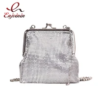 silver metal women party clutch bag punk fashion purses and handbags female evening bag diamond tassel crossbody chain bag 2021