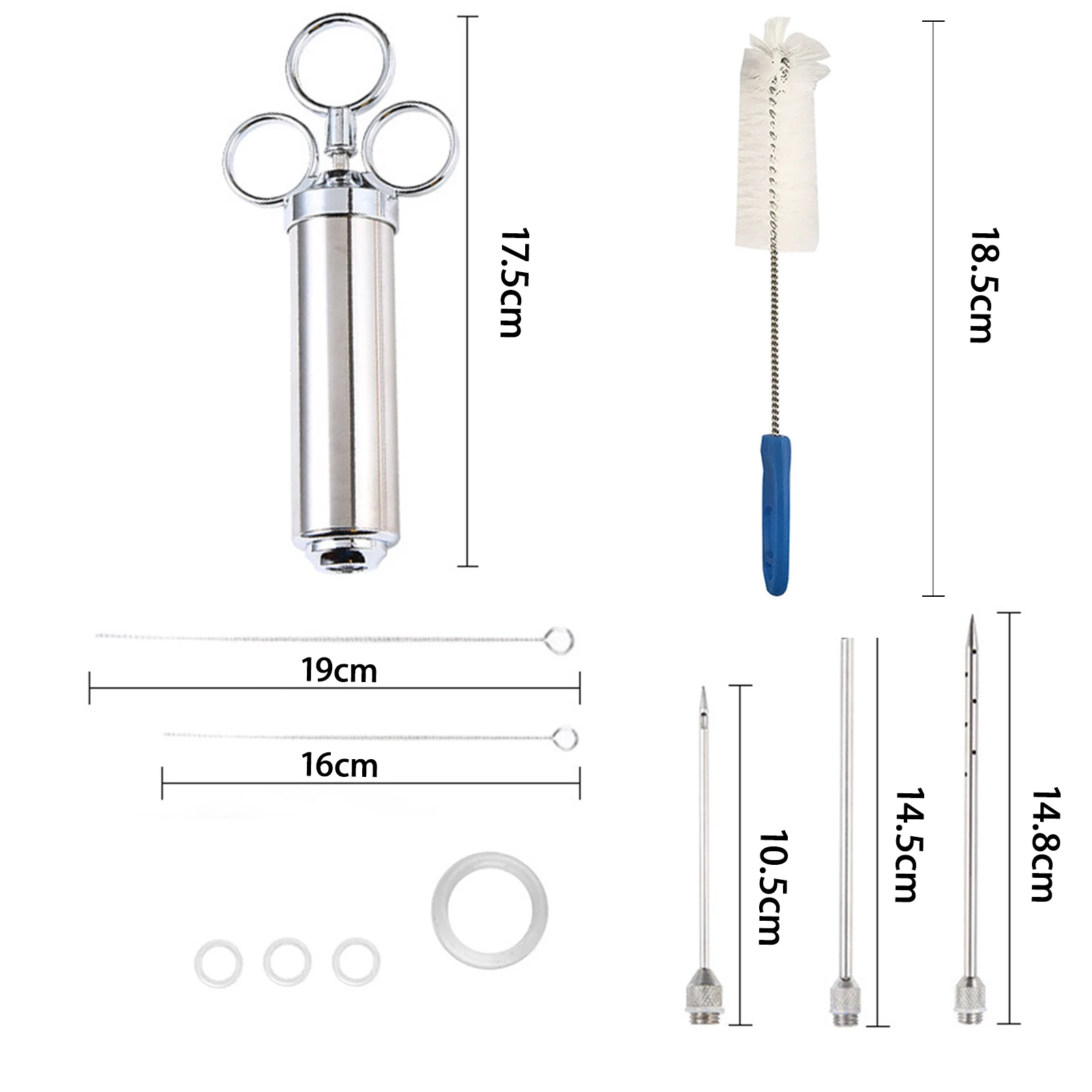 

304 Stainless Steel Barbecue Bacon Seasoning Syringe Marinade Injection Needle Meat Seasoning Syringe