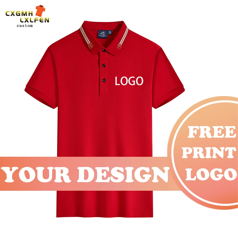 

Summer new style POLO shirt high-end custom advertising cultural shirt overalls LOGO lapel short sleeve printing DIY brand text