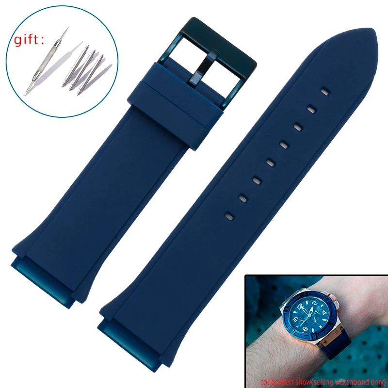 

For Gue-ss W0247G3/W0248G5/W0040G6 /W0040G7 /W0040G9/ W0407G2 22mmBlue black soft Rubber watchband sport Silicone strap bracelet