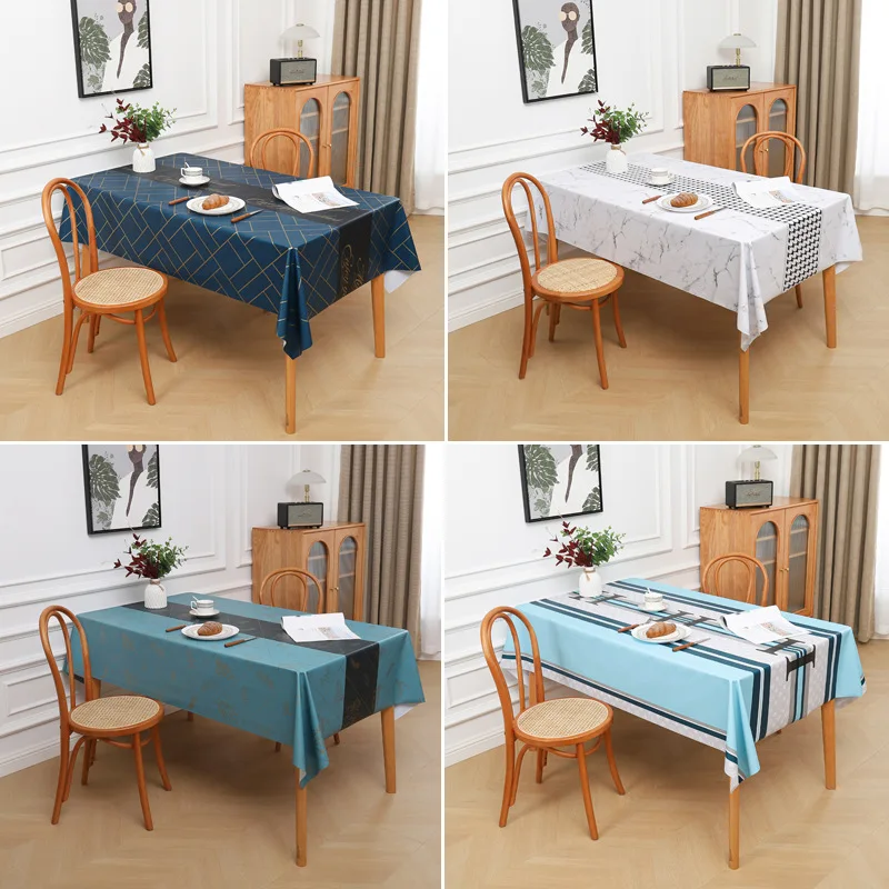 

1pc Nordic Table Cloth Dinner Party New Year Printed Mulit Size Rectangle PVC Kitchen Tablecloth ChristmasTable Cover Decoration