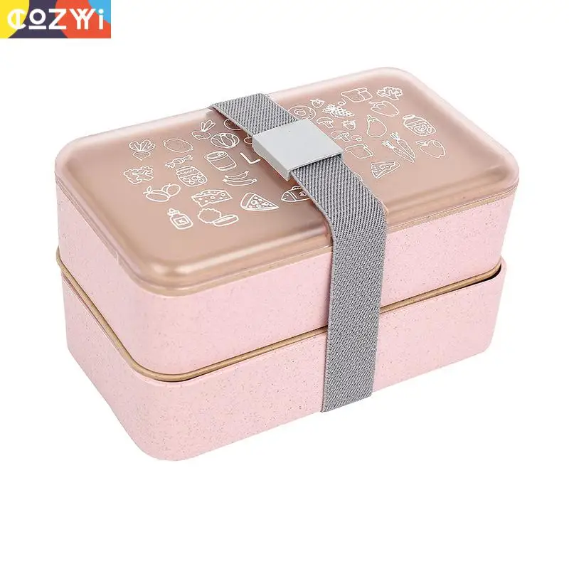 On the Go пшеничный стебель Ланчбокс двухслойная столовая посуда Bento коробка