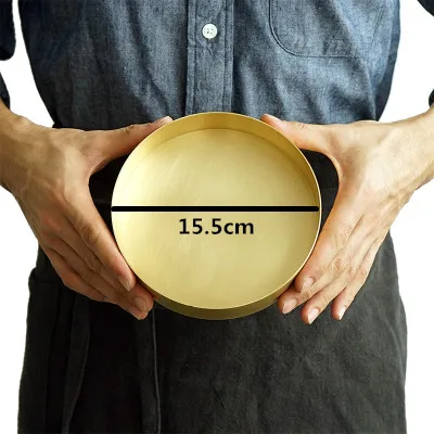 15.5cm Tobs золотой Латунный лоток для украшение пирога десерта матовая металлическая пластина для дома декоративные формы для выпечки реквизит для фотосъемки - Цвет: 15.5cm