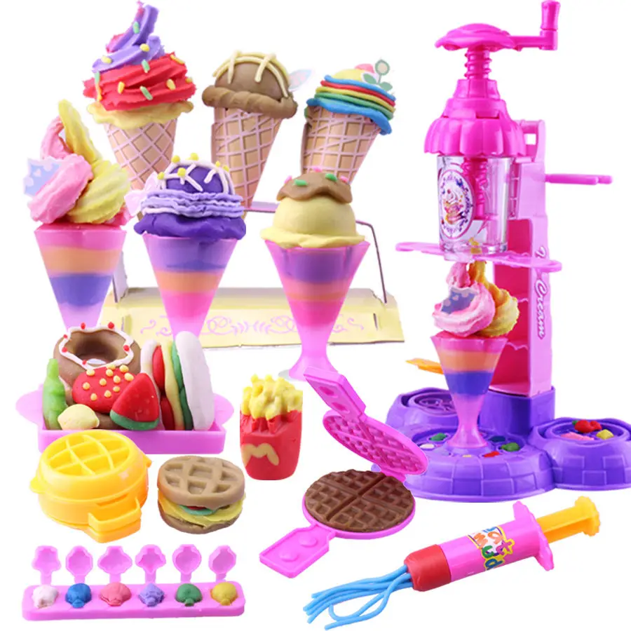 

Children's Color Clay Machine Set DIY Ice Cream Making Toy 3D Color Clay Crystal Mud Play House Toy Set
