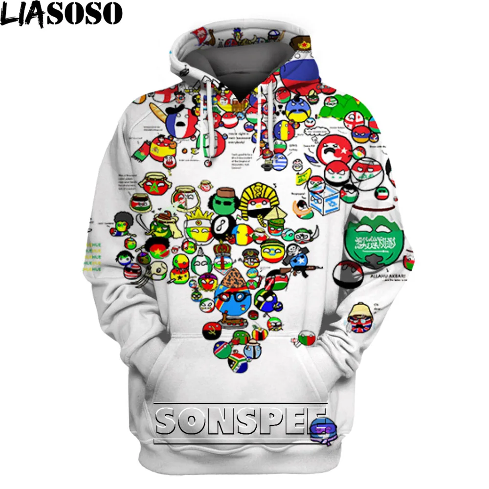 

Countryballs Polandballs National Ball Print World Map Hoodies UK USA RUSSIA France Long Sleeve Anime Autumn Man Cloth Pullovers