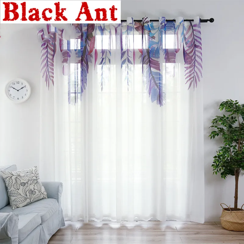 Шторы из шифоновой ткани однотонные занавески фиолетовой в гостиную белый тюль