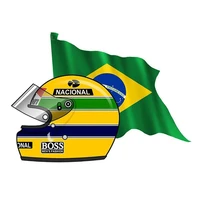 ayrton senna flag brazil helmet creative car sticker accessories vinyl pvc 13cm9cm motorcycle windshield car styling decal