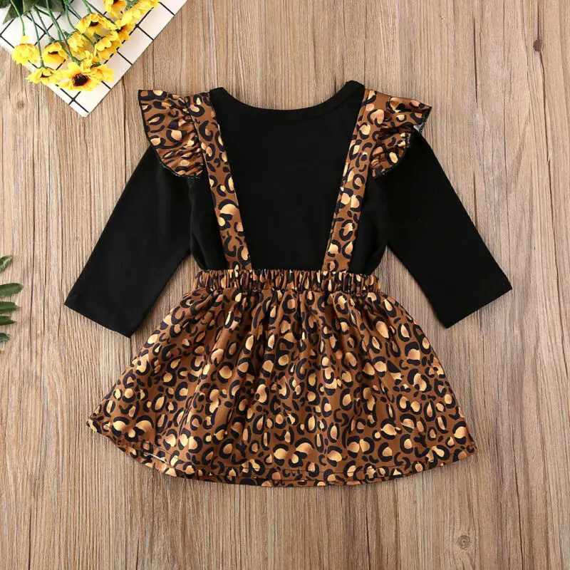 

Imcute Baby Spring Autumn Fashion 2PCS/Sets Toddler Kids Baby Girl Leopard Clothes Top Romper Skirts Outfits Party