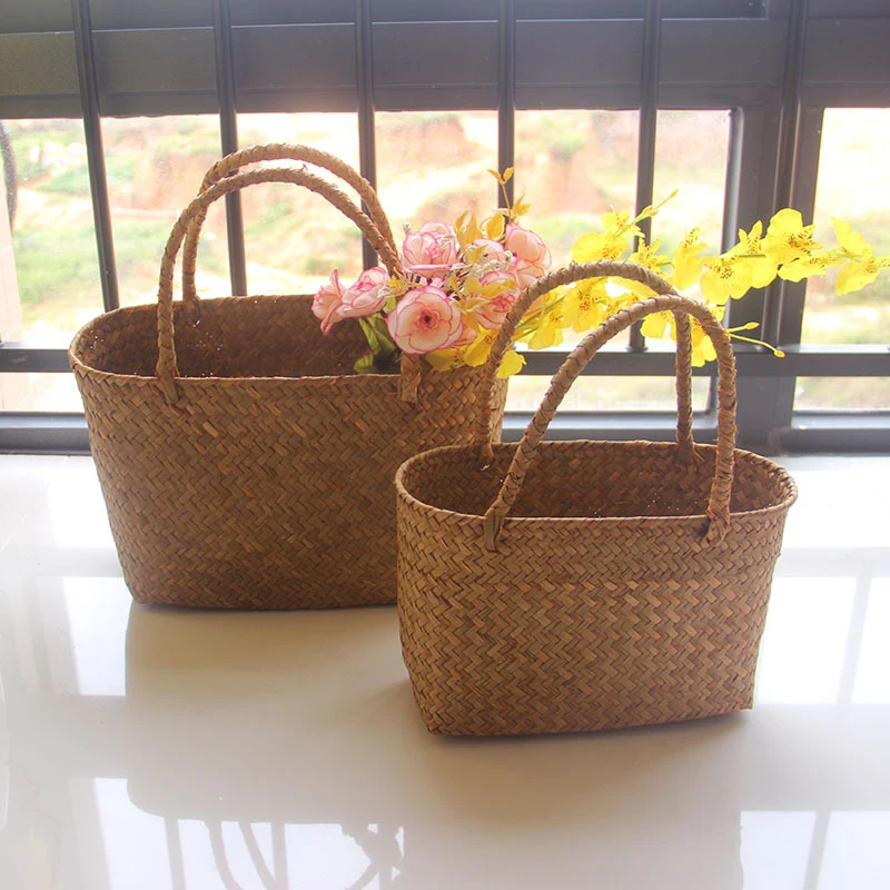 Seaweeds Woven Basket Flower Garden Succulent Bag Crafts Storage StockHome &amp Organization St | Дом и сад