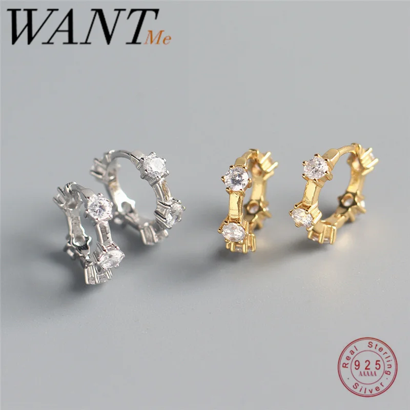 WANTME оригинальные серьги 100% Серебро 925 пробы геометрические хрустальные
