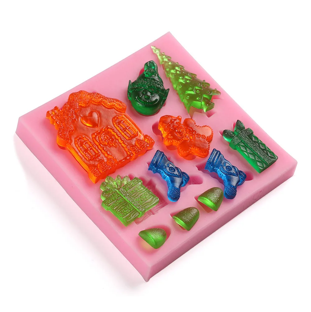 Силиконовая Рождественская елка Санта Клаус лося салазки формы шоколада для