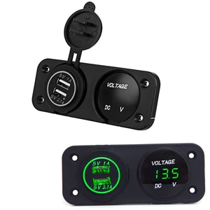 DC 12V - 24V светодиодный цифровой вольтметр + двойной USB разъем питания панель 2.1A1A USB зарядное устройство для автомобиля лодки Rv мотоцикл зеленый синий красный
