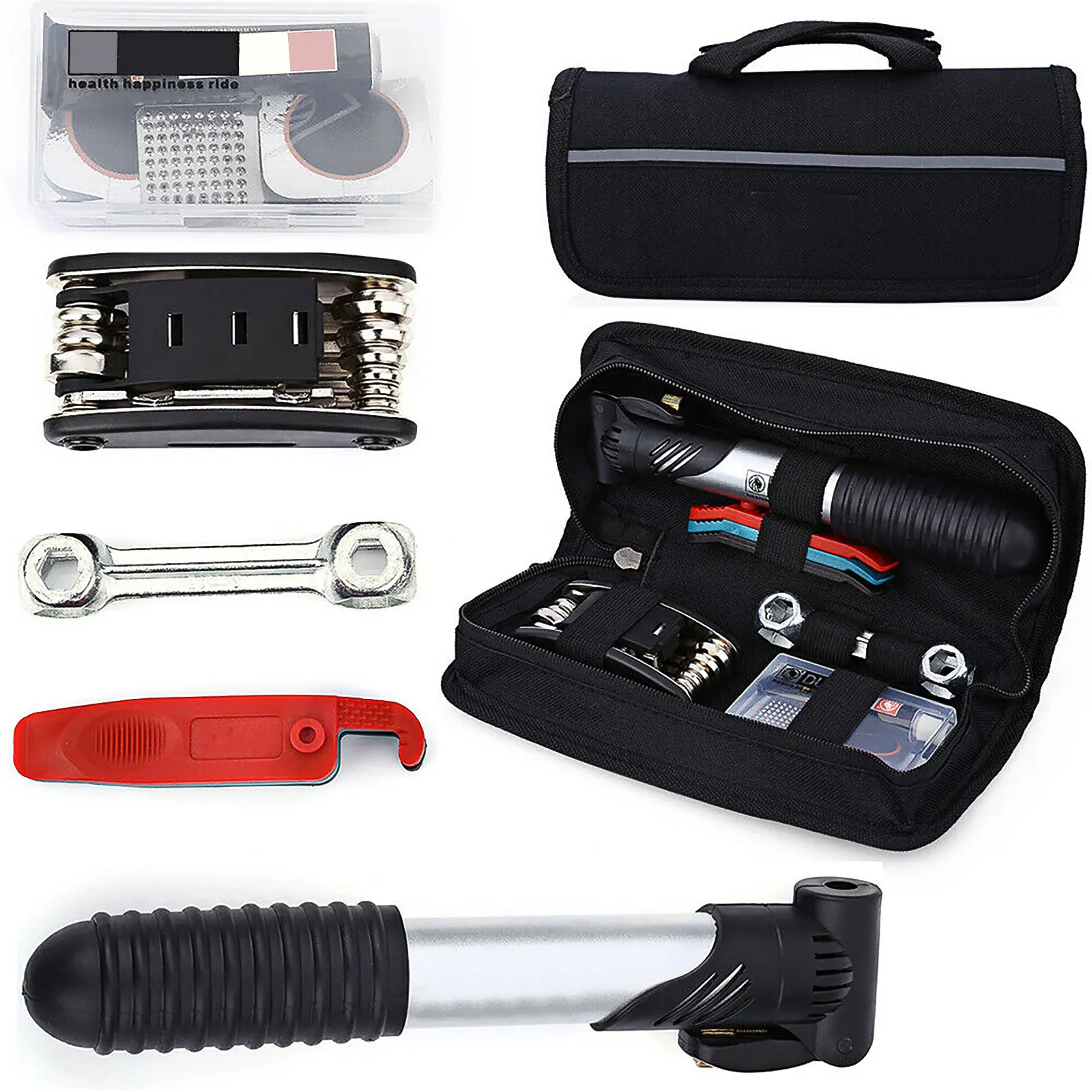 

Инструменты для ремонта велосипеда, набор инструментов для ремонта с мини-переносным насосом для велосипеда, инструмент для ремонта велоси...