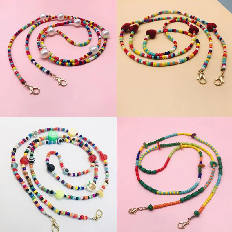 

1PC New Fashion Unisex Anti-lost Acrylic Beaded Chain Face Mask Lanyards Reading Glasses Chain Neck Straps Mask Cord Holder