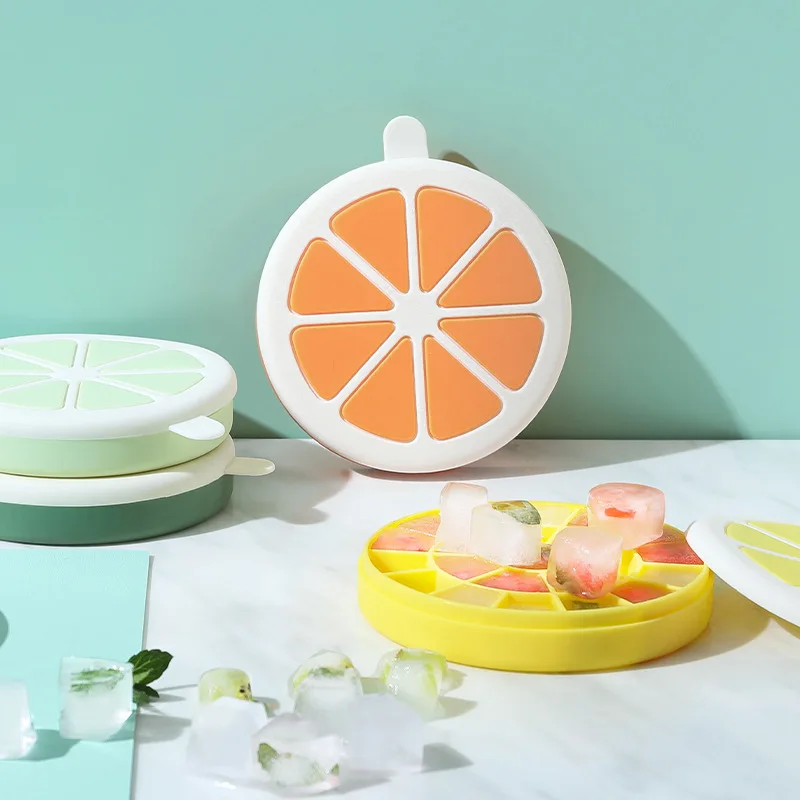 Lemon Ice Tray Refrigerator Frozen Ice Cube Food Supplement Mold Ice Box Cube Silicone Ice Storage Making Artifact with Lid