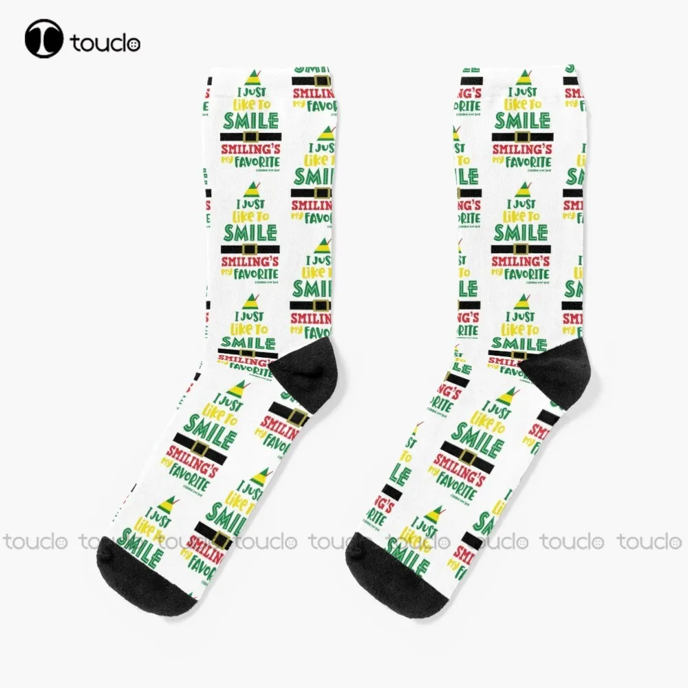

I Just Like To Smile, Smilings My Favorite, Buddy The Elf © Graphicloveshop Socks Cow Socks Personalized Custom Hd High Quality