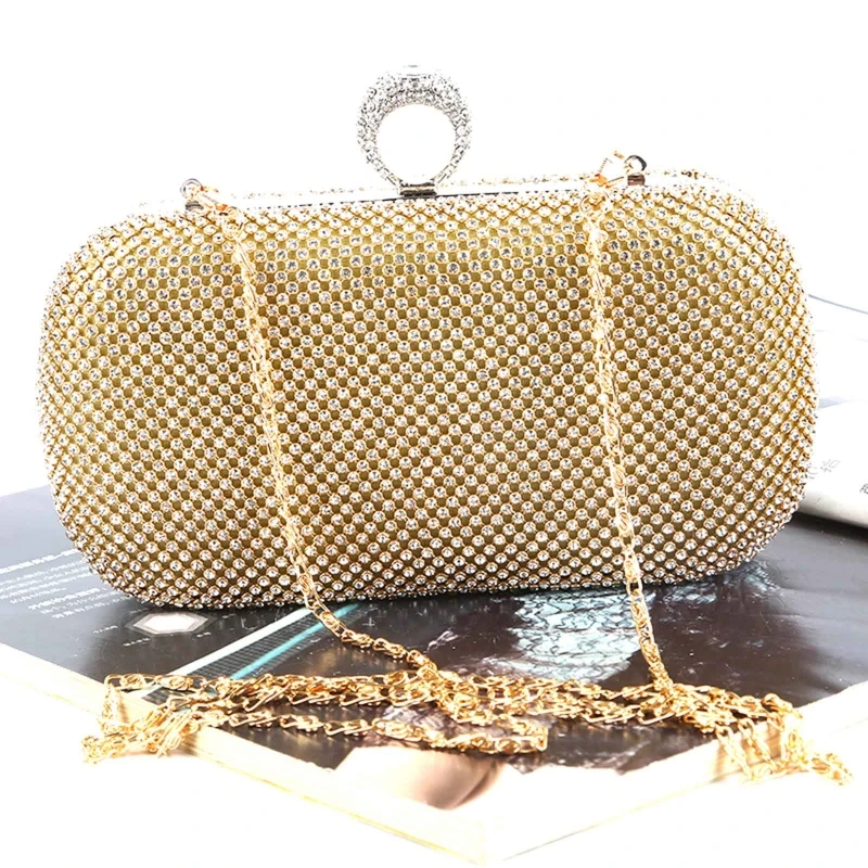 

Rhinestone Ring Clutch Purse Luxury Evening Bag for Bridal Wedding Party