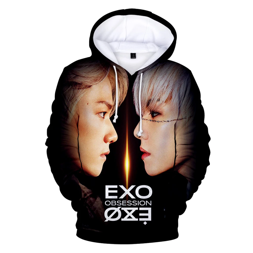 

Толстовки Kpop EXO для женщин и мужчин, свитшот, одежда в стиле хип-хоп, свитшот для мальчиков и девочек EXO, одежда для фанатов, осенние мужские пу...