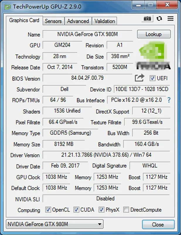Новая видеокарта GTX980M GTX 980 M, видеокарта Vga, N16E-GX-A1, 8 ГБ, GDDR5 для ноутбука HP MSI Alienware Clevo, тест