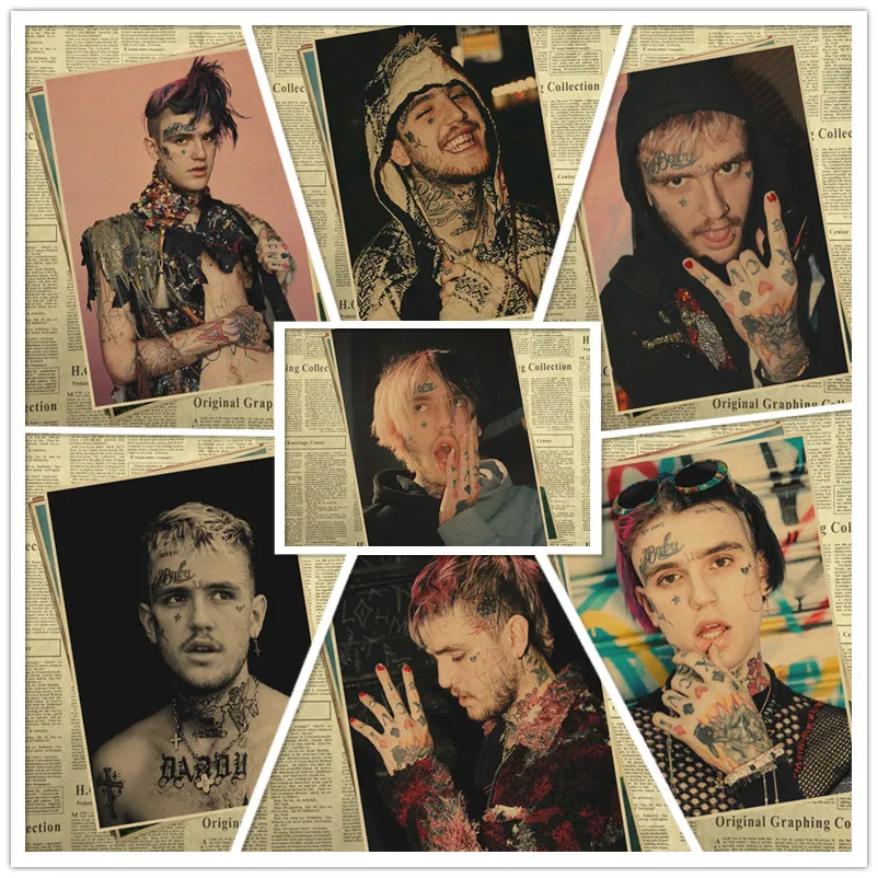 Рэпер Lil Peep Винтаж крафт Бумага плакат наклейки на стену для Гостиная украшение
