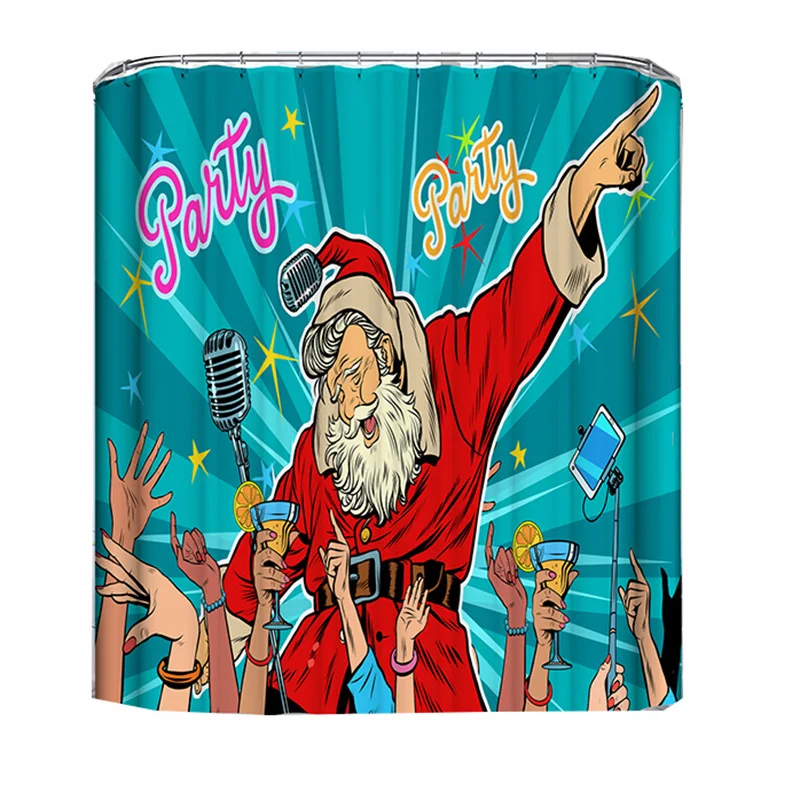

waterproof fabric Santa Claus shower curtain christmas decorations 2022 bathroom curtains