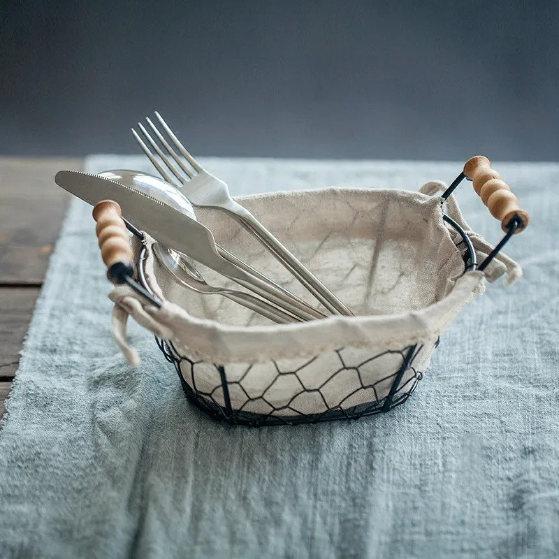 Креативная кованая маленькая корзина для фруктов хранения проволоки настольная