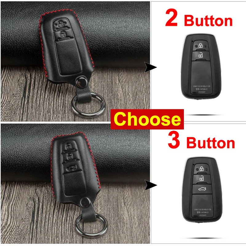 Кожаный чехол для автомобильных ключей Обложка Toyota Camry Corolla Prius RAV4 2018 C-HR ЧР Prado 2017 2 3