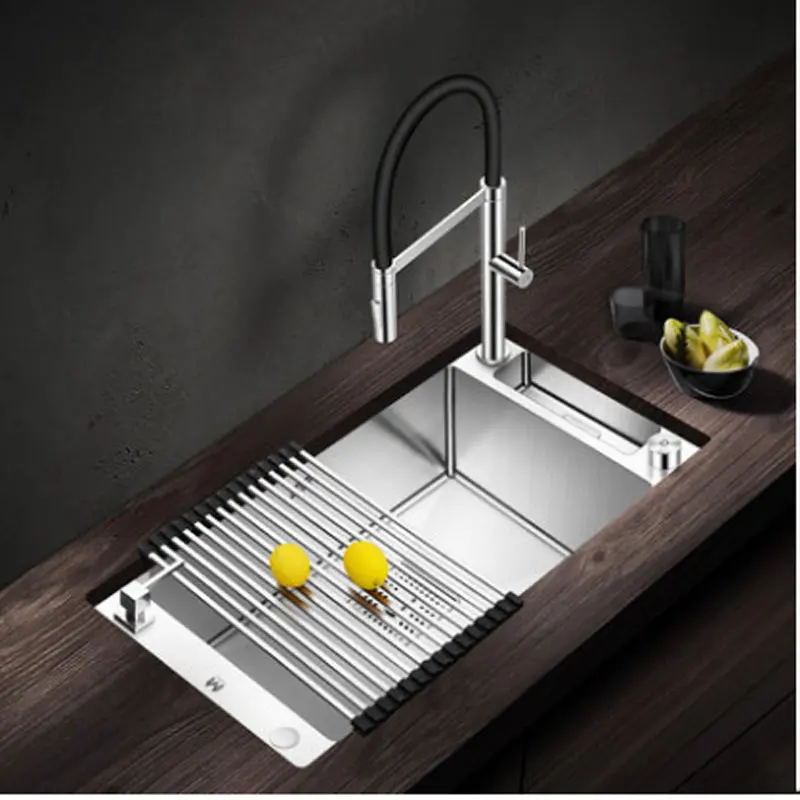 Утолщение 304 кухонная раковина из нержавеющей стали вручную один слот Размер