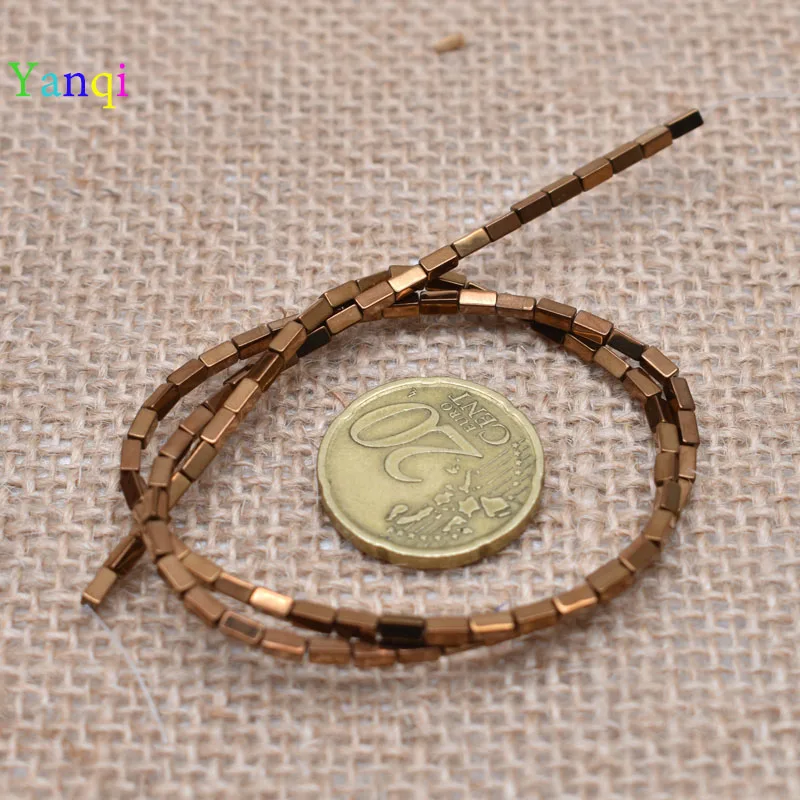 7-2x4mm 95 шт./лот, блестящие разноцветные бусины из натурального камня, гематит, прямоугольные бусины квадратной формы для самостоятельного изготовления ювелирных изделий - Цвет: 7-2x4mm