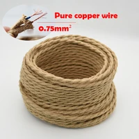 vintage ropetwisted yellow electrical wire 20 75mm hemp copper wire textile wiretwisted cable braided retro pendant light cord