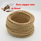 Винтажный провод RopeTwisted, электрический провод 2*0,75 мм, конопляная медная проволока, текстильный витой кабель, Плетеный Ретро подвесной светильник, шнур