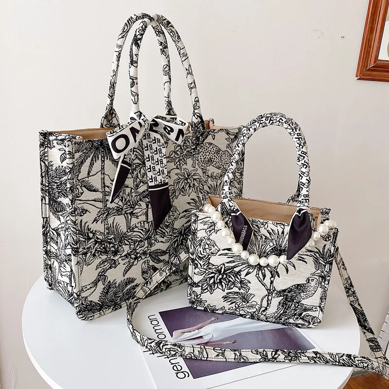 

2021 модная роскошная дизайнерская сумка, брендовая сумка, кошельки и сумочки для женщин, сумка-шоппер, жаккардовая пляжная сумка-тоут с вышив...