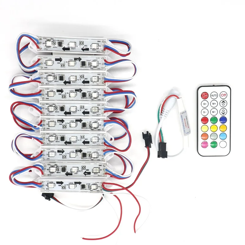 SZYOUMY 2811 IC 5050 SMD RGB LED 3LEDs Chasing Light Pixel Module Waterproof WS DC12V + 2 sets 21 key controller | Лампы и освещение