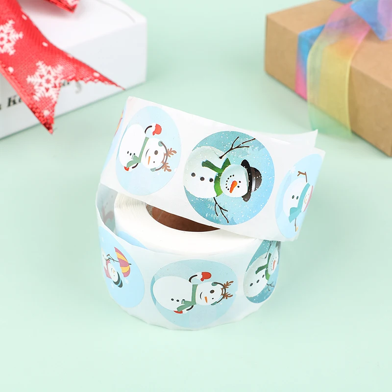 

500 шт., Новогодняя наклейка со снеговиком, 1,5 дюйма