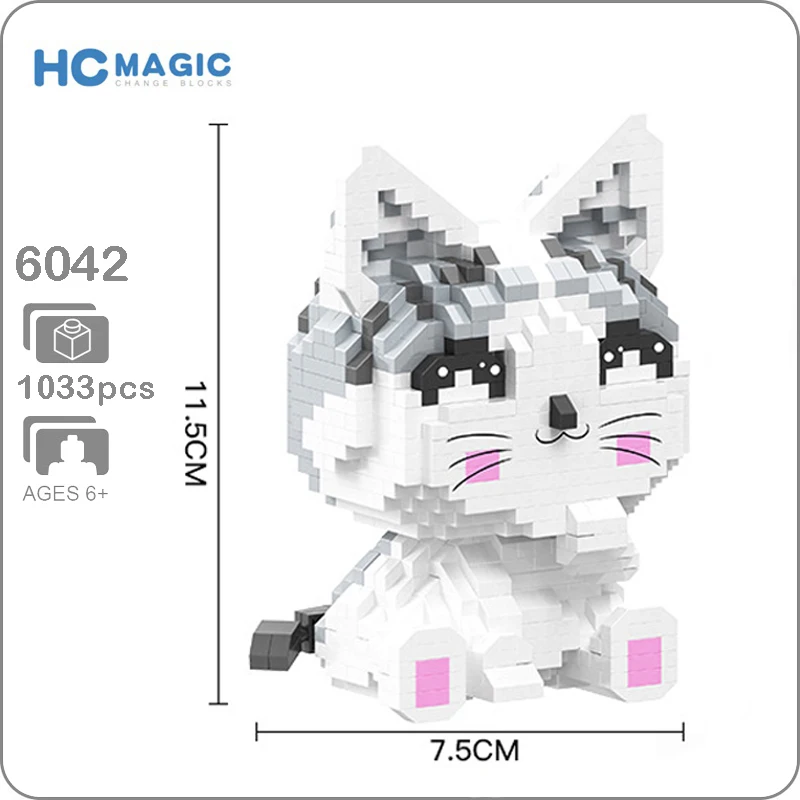 HC 6042 Smile кот котенок милые животные 3D модель 1022 шт. мини алмазные строительные