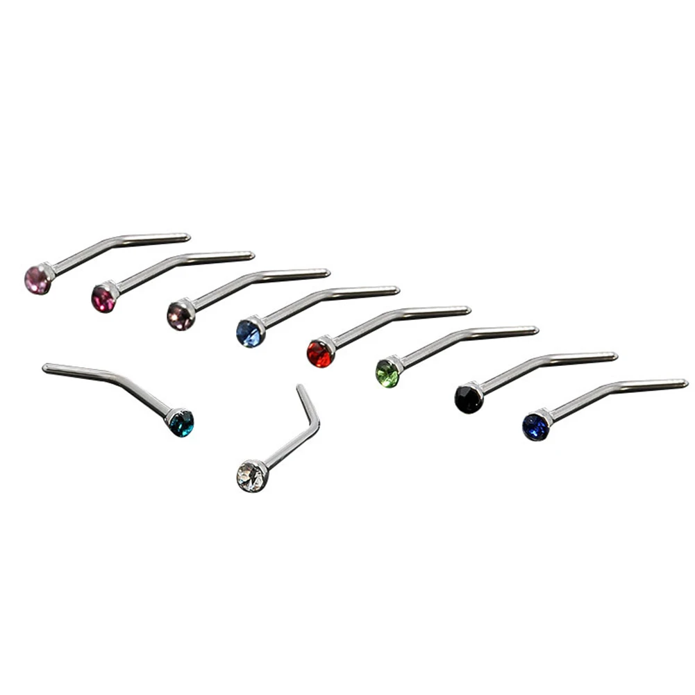 Серьги-гвоздики из нержавеющей стали с кристаллами Стразы для носа