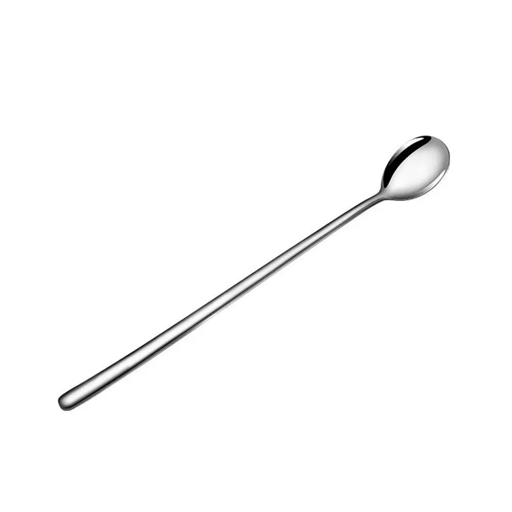 

Стальная ложка для смешивания с длинной ручкой, долговечная ложка, домашний маленький инструмент, ложка для ресторана, кофе и K1Q9