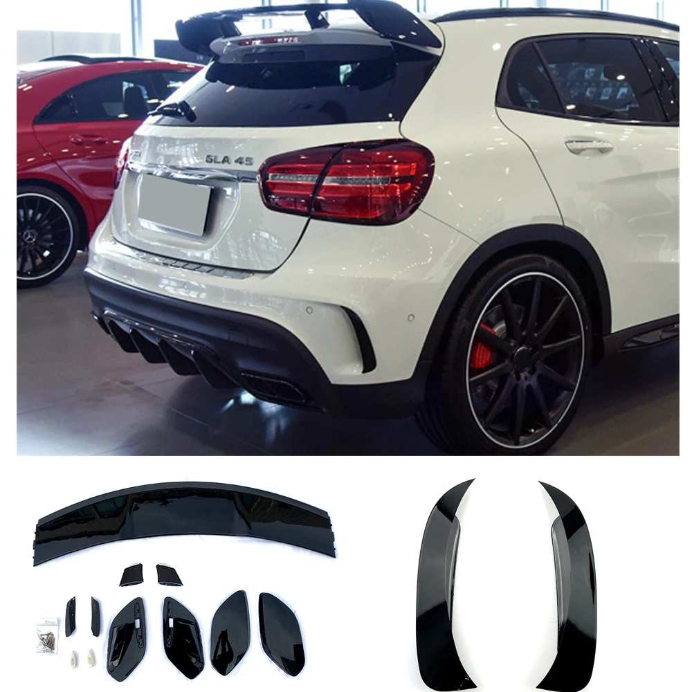 

Car Rear Spoiler Trunk Lid Window Roof Wing For Mercedes Benz X156 GLA-Class GLA250 45 AMG +Splitter Canard Air Vent Cover Trim