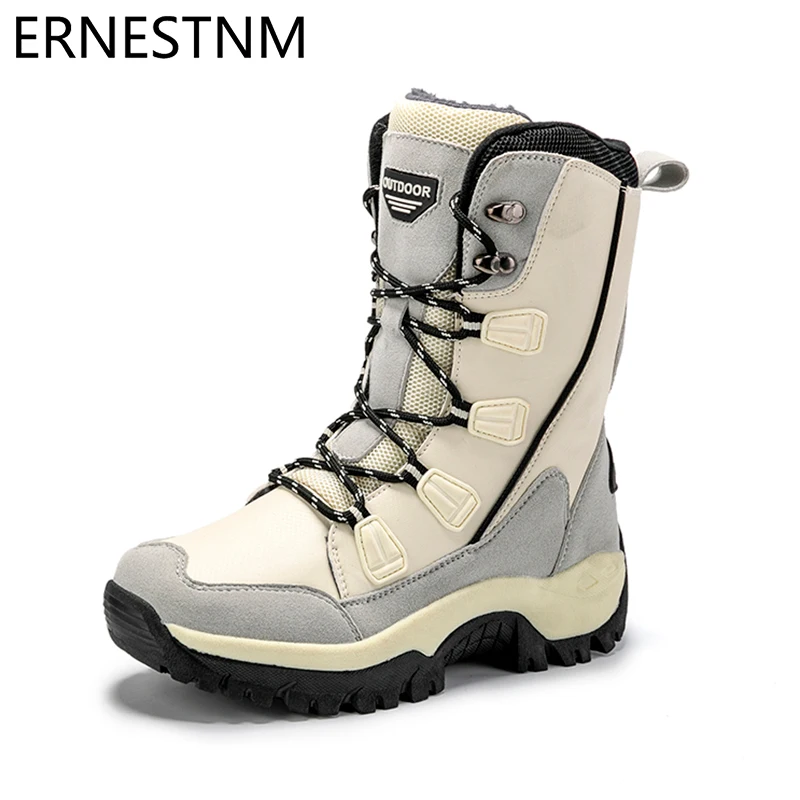 ERNESTNM/женские ботинки; Лидер продаж; теплые зимние плюшевые водонепроницаемые женские ботинки до середины икры; черные ботинки из искусственной кожи; женские ботинки; botas mujer; большие размеры