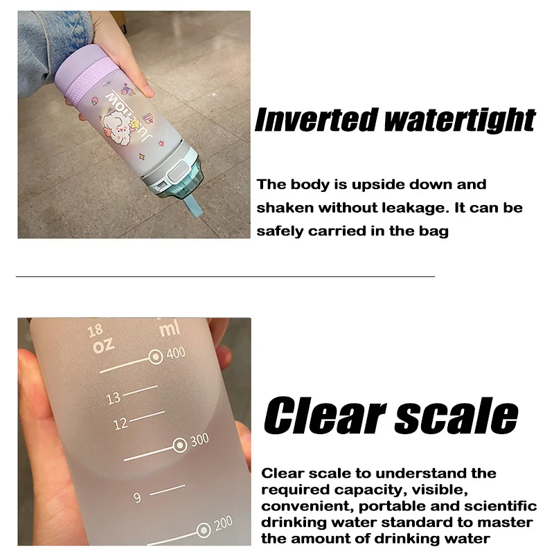 Sports Bottle with Soft Sucker 600ml Cute Scale Water Flip Top Lid Lock Gradient Color for Outdoor Travel MOUN777 | Дом и сад
