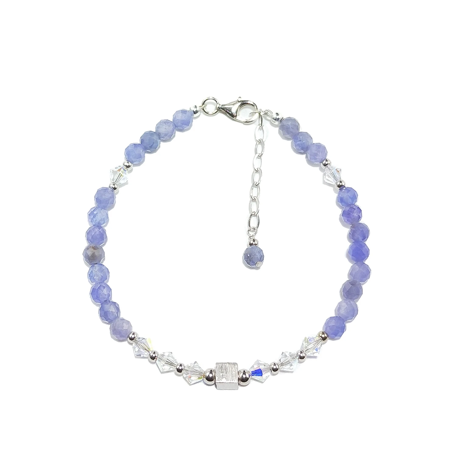 

Lii Ji Tanzanite Austrian Crystal Platinum Plated Bracelet Natural 4mm Stone Handmade Jewelry For Women Gift