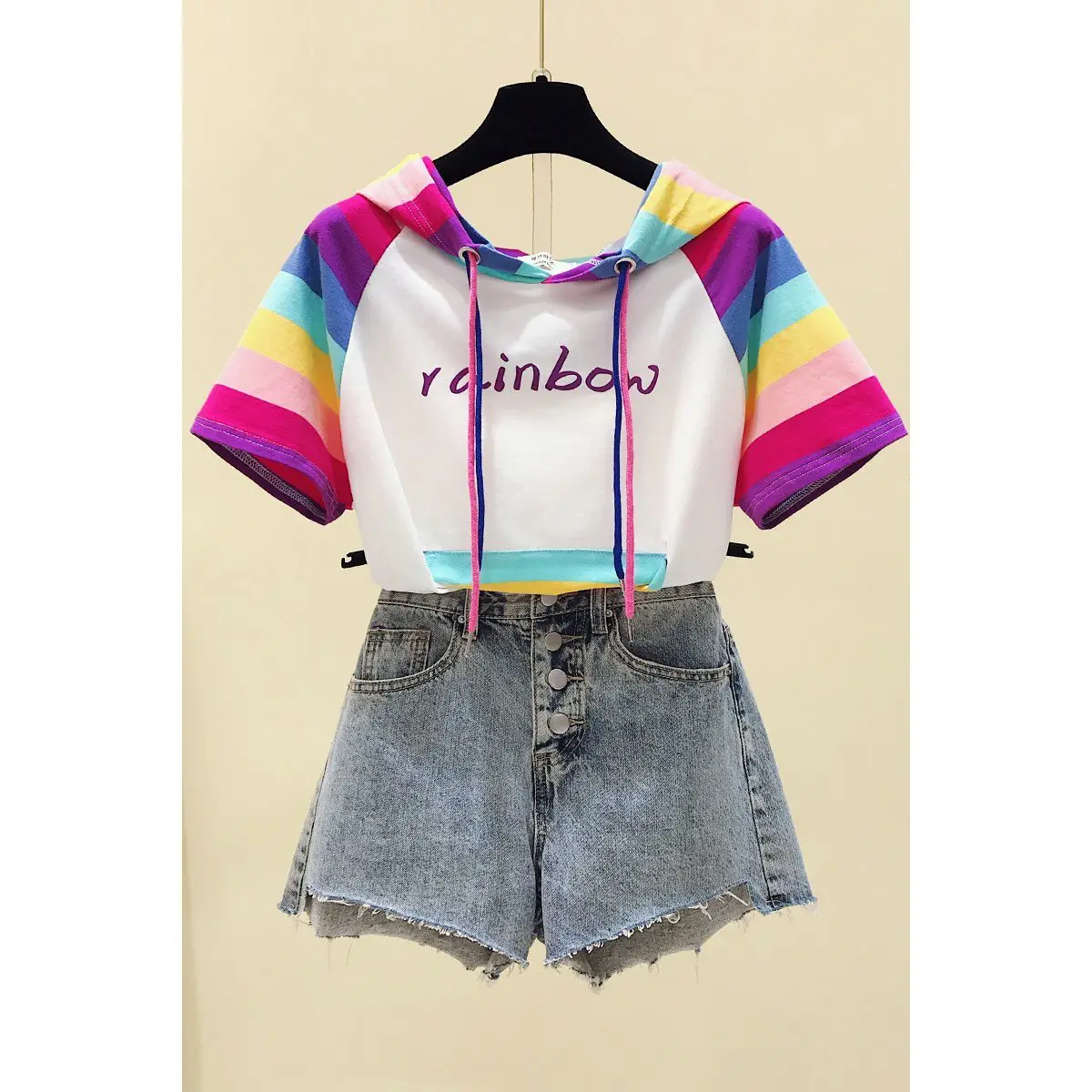 

Women's 2021 New Trendy Short-Sleeved T-shirt Women's Summer Loose Youthful-Looking Hooded Sweater All-Matching Fashion Tops Ins